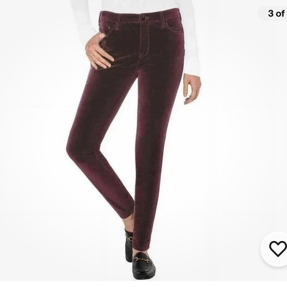 Well Worn Pants - Well Worn Ladies' High-Rise Corduroy velvet Pants, Red, 4